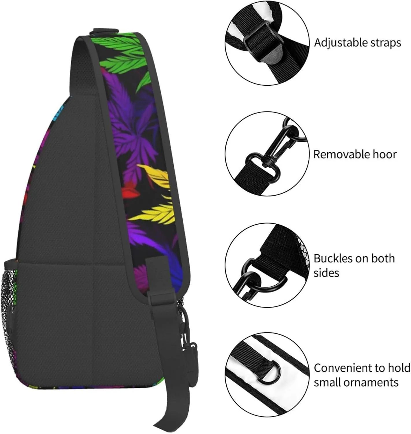 Marijuana Color Crossbody Backpack Travel Sling Shoulder Bag For Men Women Adjustable Hiking Daypack