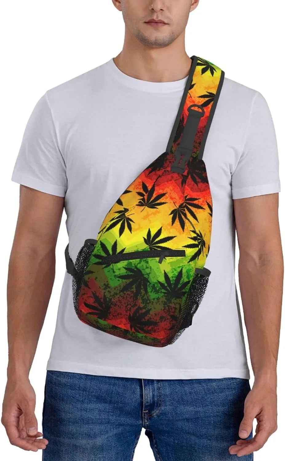 Marijuana Leaves Sling Bag For Women Men Fashion Print Backpack Crossbody Shoulder Bag Sling Backpack Chest Bag Travel Hiking Casual Sport Daypack