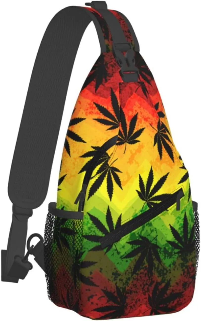 Marijuana Leaves Sling Bag For Women Men Fashion Print Backpack Crossbody Shoulder Bag Sling Backpack Chest Bag Travel Hiking Casual Sport Daypack