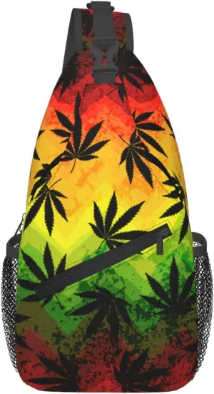 Marijuana Leaves Sling Bag For Women Men Fashion Print Backpack Crossbody Shoulder Bag Sling Backpack Chest Bag Travel Hiking Casual Sport Daypack