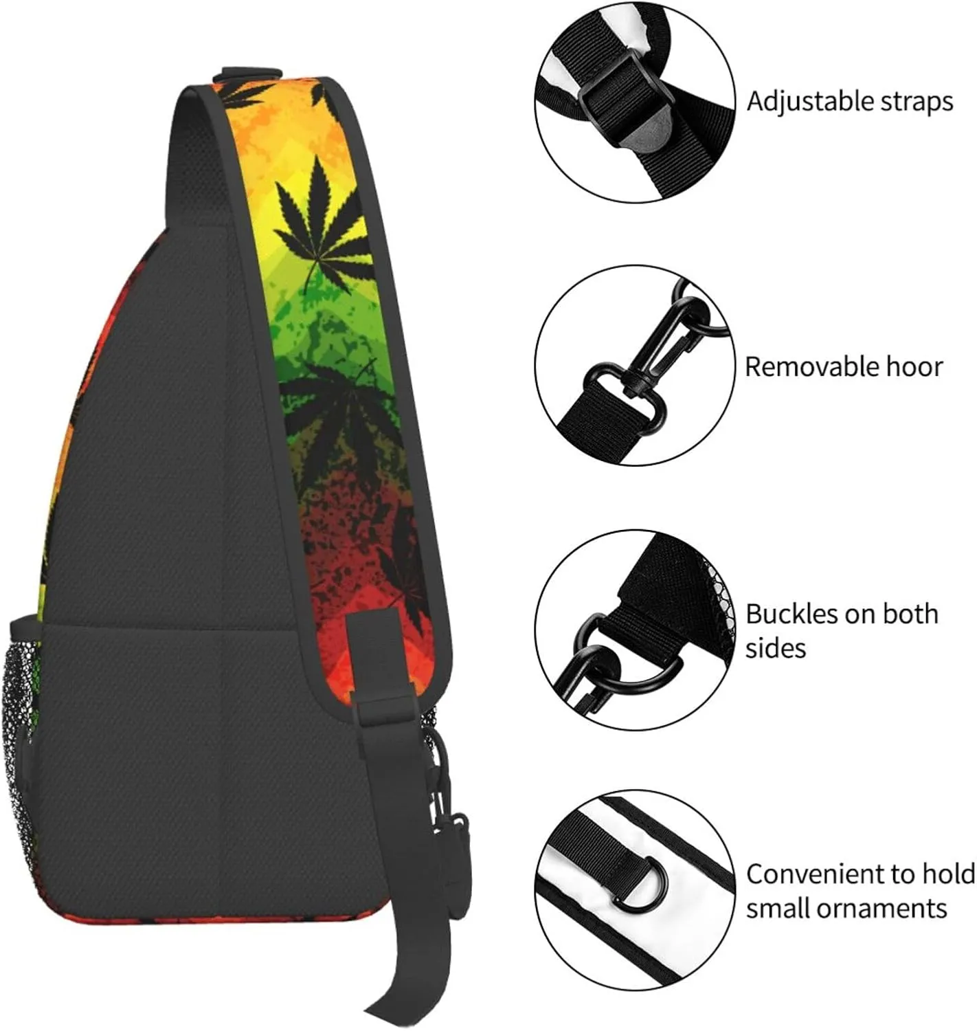 Marijuana Leaves Sling Bag For Women Men Fashion Print Backpack Crossbody Shoulder Bag Sling Backpack Chest Bag Travel Hiking Casual Sport Daypack