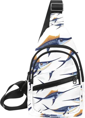 marine swordfish (1) Crossbody Sling Backpack Sling Bag Travel Hiking Chest Bag Daypack