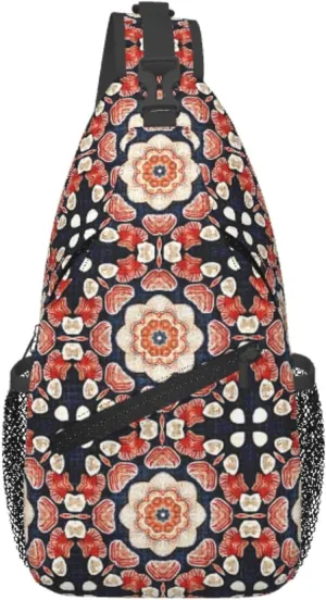 Maritime Style Modern Mandala Abstract Chest Sling Bag Crossbody Shoulder Backpack Bag Gym Cycling Travel Hiking Daypack Cross Bag