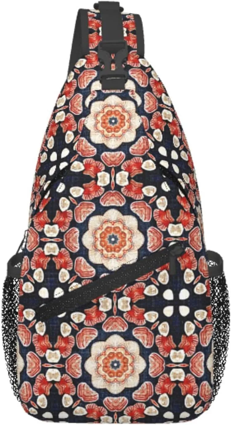 Maritime Style Modern Mandala Abstract Chest Sling Bag Crossbody Shoulder Backpack Bag Gym Cycling Travel Hiking Daypack Cross Bag