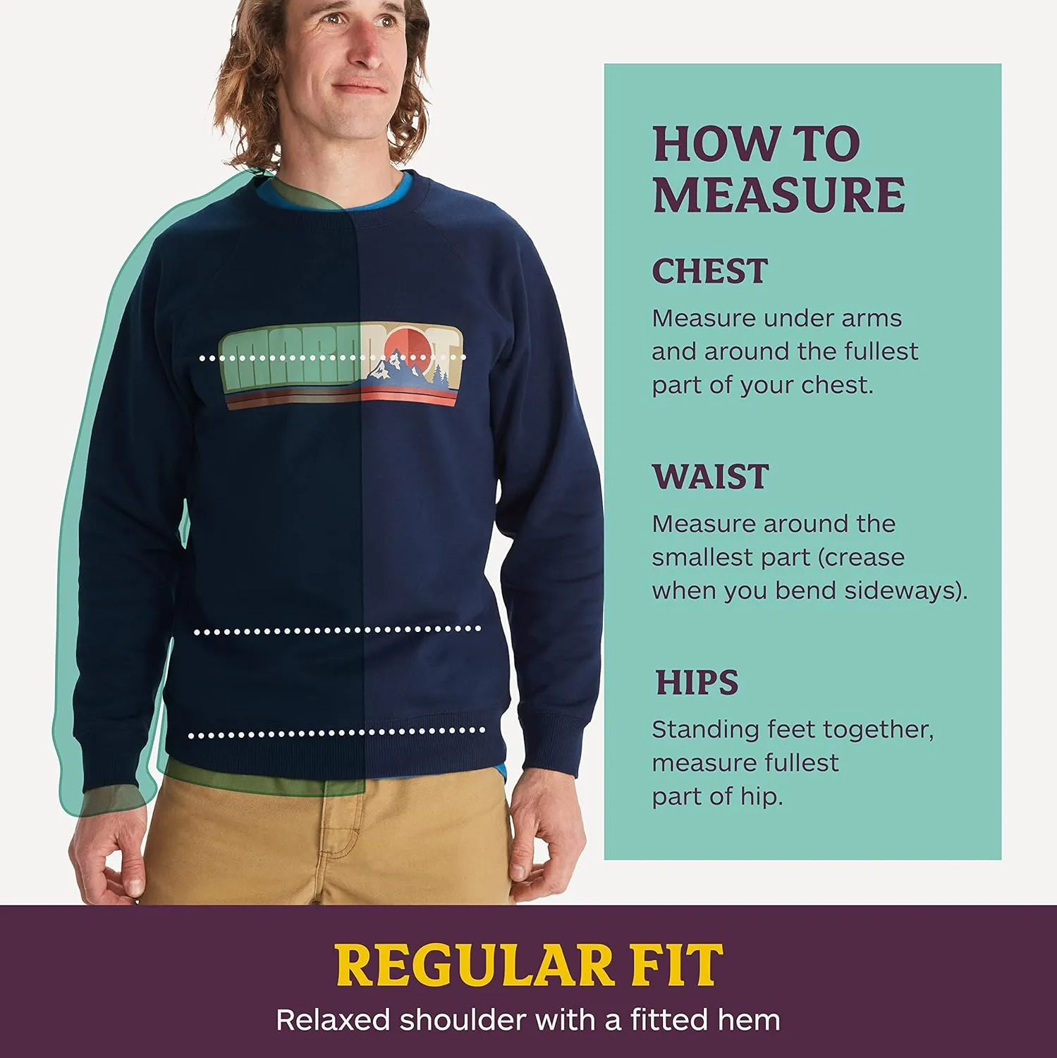 MARMOT Men's Montane Crew Sweatshirt - Screen Printed Graphic on Warm, Breathable, Eco-Friendly Cotton/Poly Blend