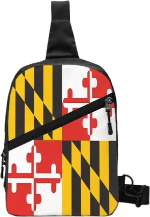 Maryland State Fla Packable Crossbody Bag Portable Sling Bags Foldable Travel Daypack Reusable Sports Shoulder Backpack Diagonally Chest Bag for Workout