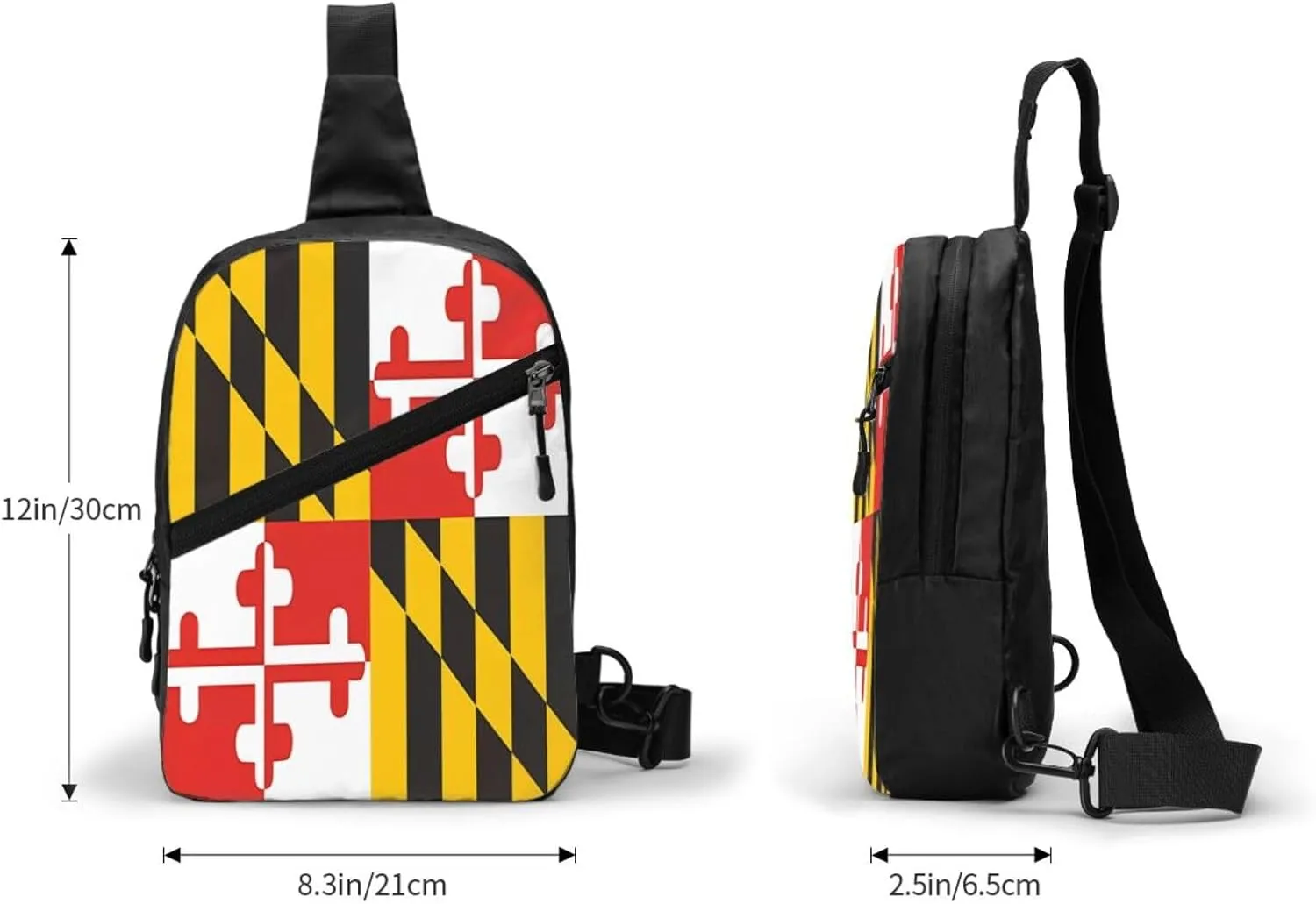 Maryland State Fla Packable Crossbody Bag Portable Sling Bags Foldable Travel Daypack Reusable Sports Shoulder Backpack Diagonally Chest Bag for Workout