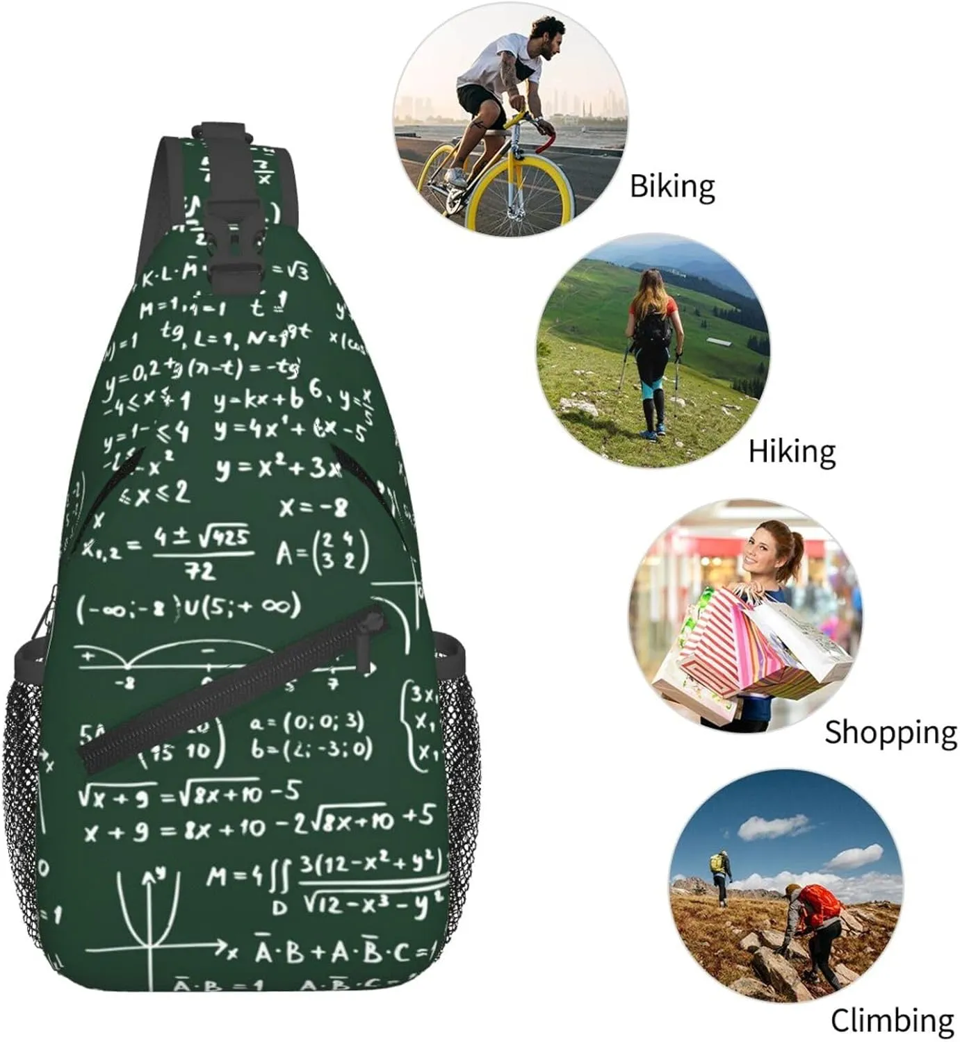 Math Crossbody Bag Funny Math Shoulder Bag Backpack Mathematics Sling Bag Mathematics Chest Casual Daypack Bag