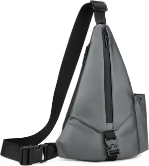 MAYMOONER Small Chest Crossbody Sling Backpack Bag Travel Bike Gym Daypack Women Men One Strap Casual Slim Backpack for Outdoor Walking Biking Hiking Grey