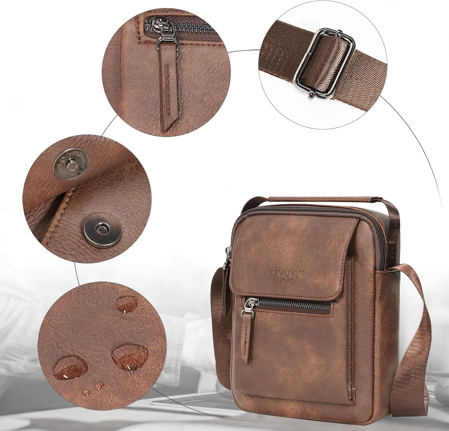 Medium & Small Crossbody bag for men shoulder bag mens purse satchel leather messenger bag gift