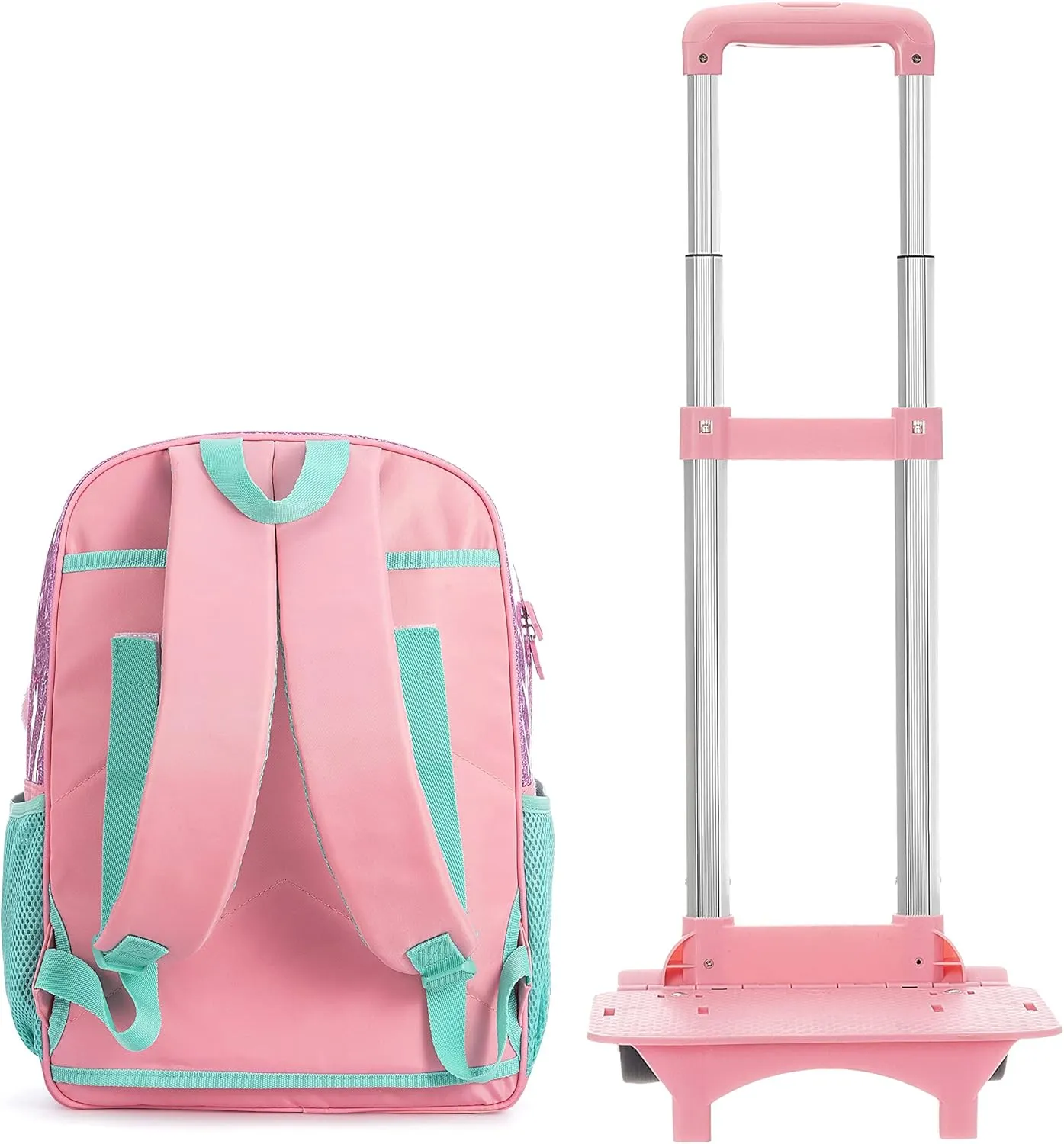 Meetbelify Girls Rolling Backpack Sequin Rolling Backpacks with Wheels for Girls for Elementary School Bag