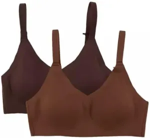 Member's Mark Ladies 2 Pack Bonded Adjustable Bralette (US, Alpha, Large, Regular, Regular, French Roast, Deep Chocolate)