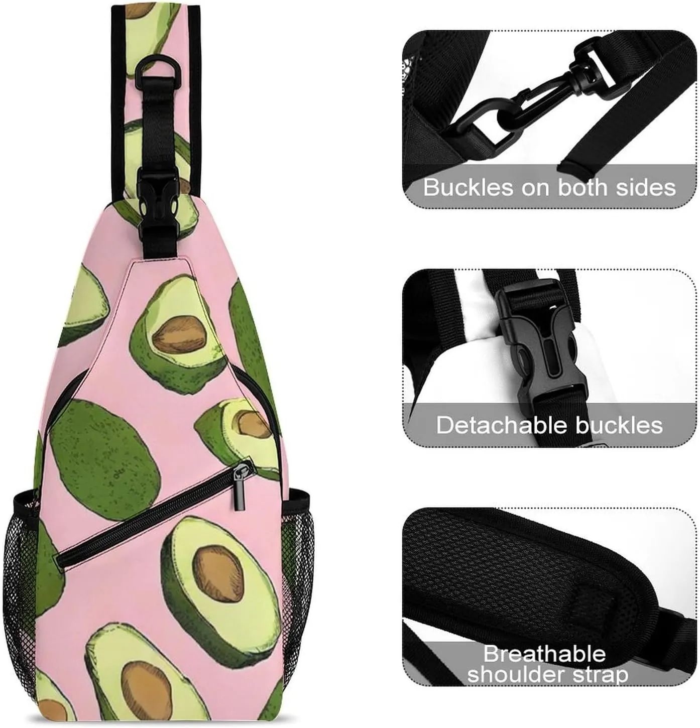 Men & Women Travel Backpack Camping Outdoor Bag, Avocado Pink Art Sling Bag Daypack for Travel Hiking - Compact Tote Bags Backpack