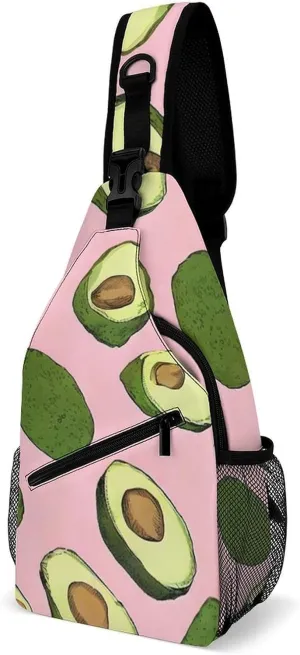 Men & Women Travel Backpack Camping Outdoor Bag, Avocado Pink Art Sling Bag Daypack for Travel Hiking - Compact Tote Bags Backpack
