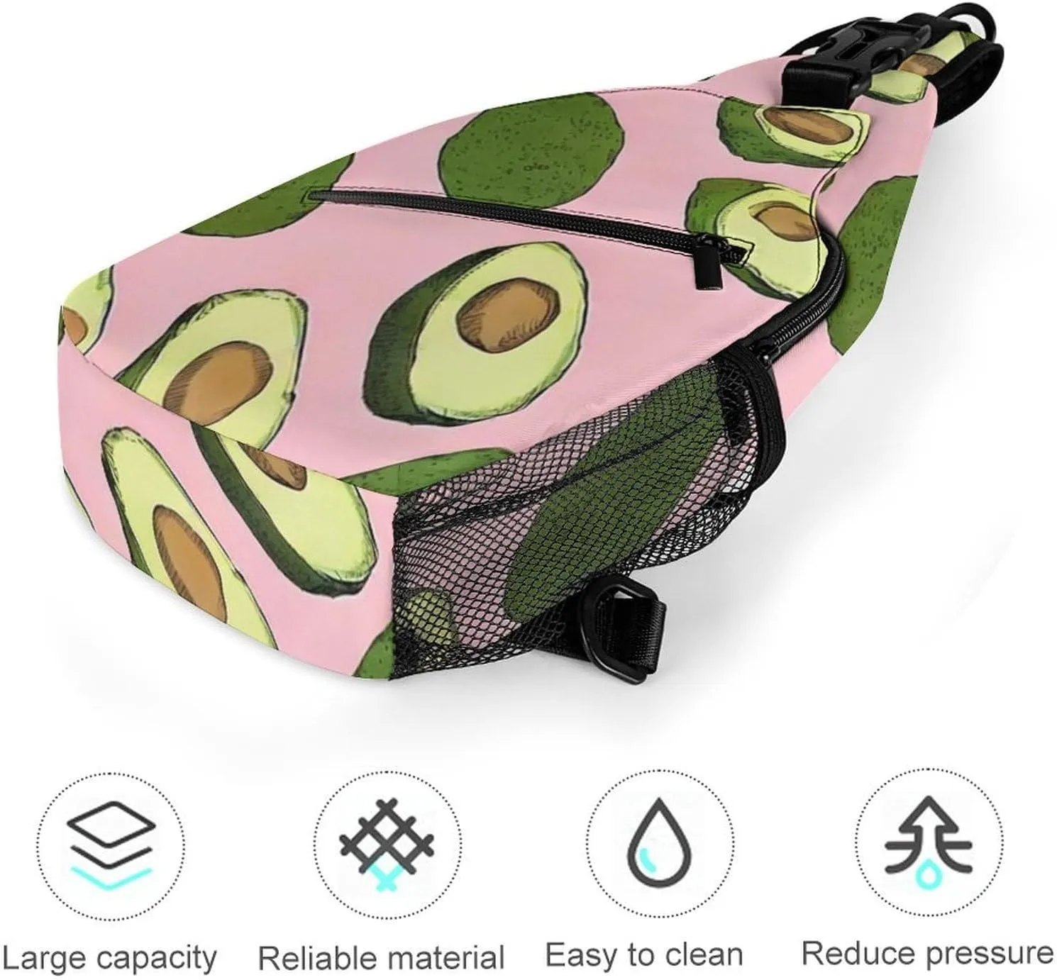 Men & Women Travel Backpack Camping Outdoor Bag, Avocado Pink Art Sling Bag Daypack for Travel Hiking - Compact Tote Bags Backpack