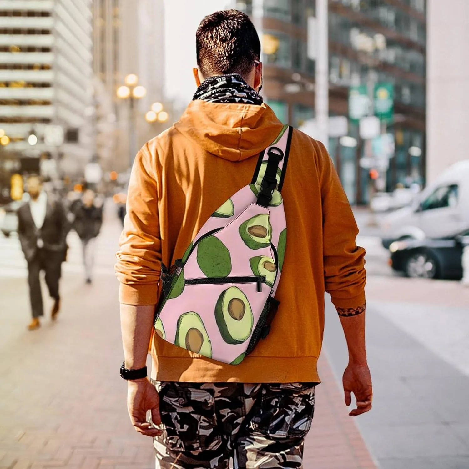 Men & Women Travel Backpack Camping Outdoor Bag, Avocado Pink Art Sling Bag Daypack for Travel Hiking - Compact Tote Bags Backpack