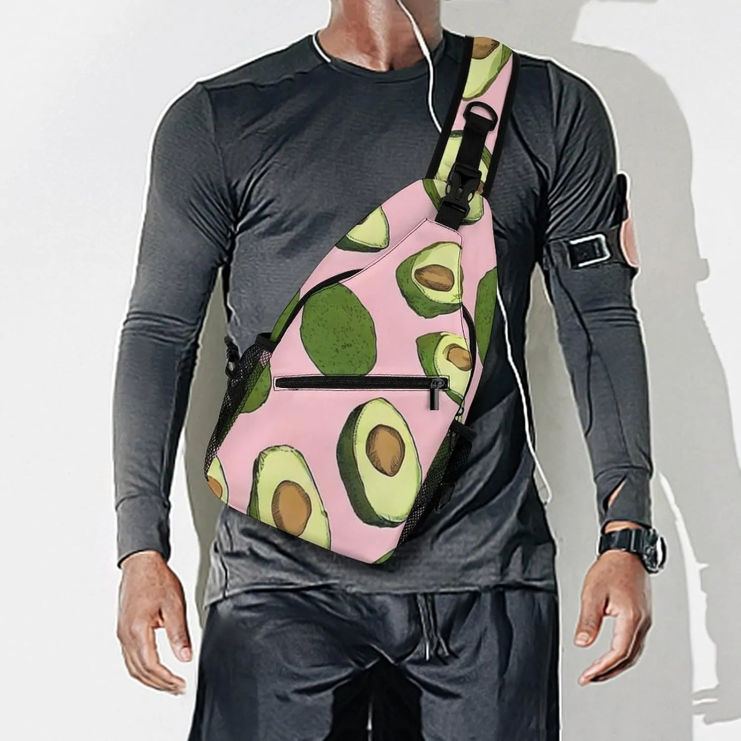 Men & Women Travel Backpack Camping Outdoor Bag, Avocado Pink Art Sling Bag Daypack for Travel Hiking - Compact Tote Bags Backpack