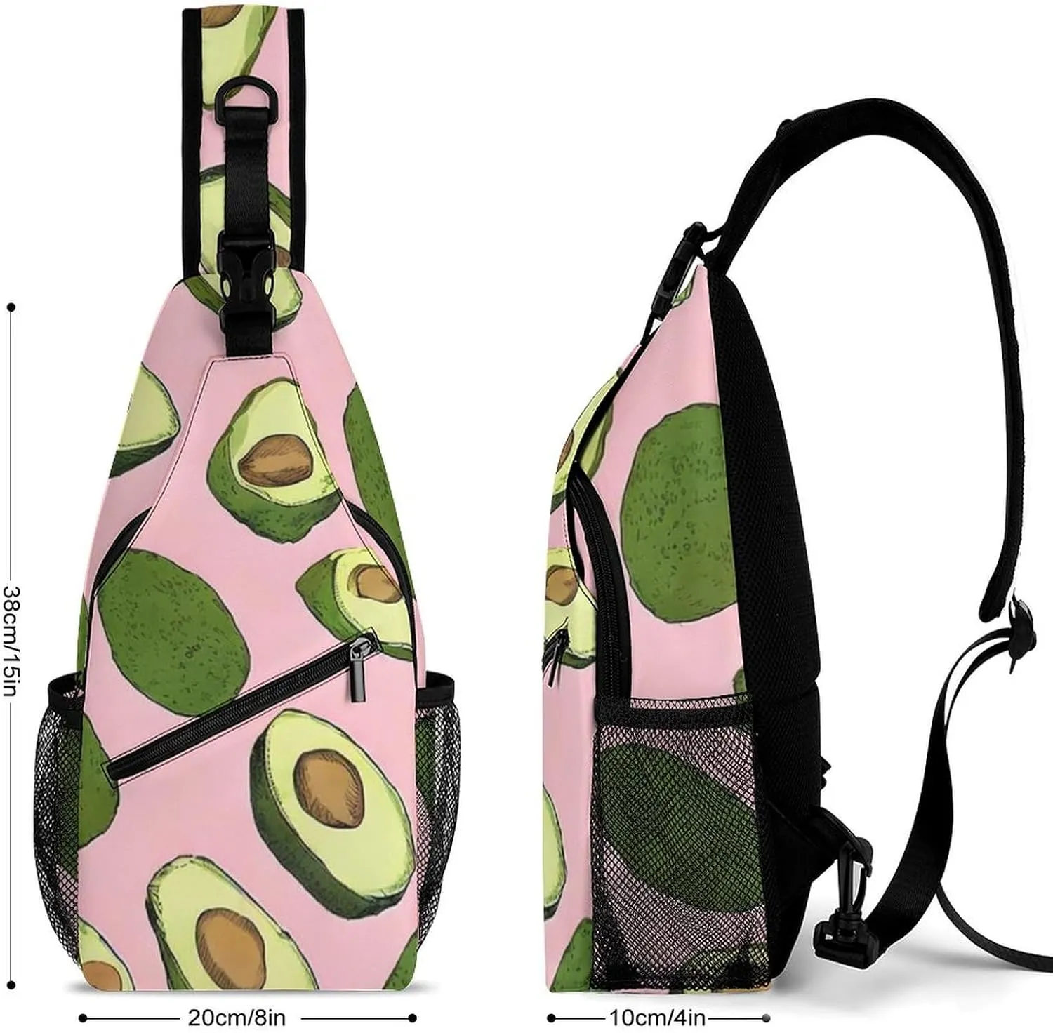 Men & Women Travel Backpack Camping Outdoor Bag, Avocado Pink Art Sling Bag Daypack for Travel Hiking - Compact Tote Bags Backpack