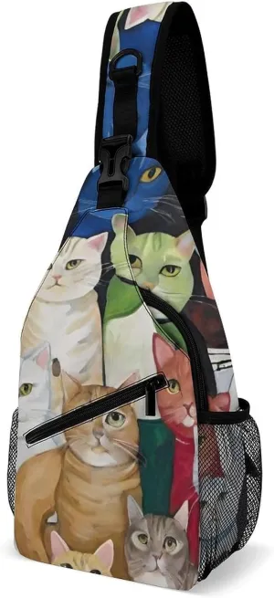 Men & Women Travel Backpack Camping Outdoor Bag, Cats Animal Art Sling Bag Backpack Daypack for Swimming Running Cycling Biking Camping - Breathable Bookbag
