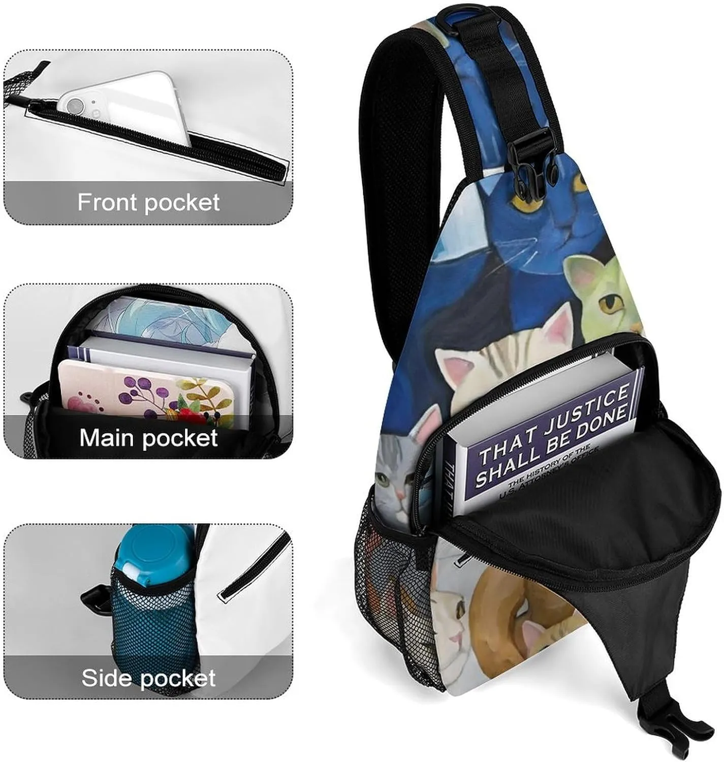 Men & Women Travel Backpack Camping Outdoor Bag, Cats Animal Art Sling Bag Backpack Daypack for Swimming Running Cycling Biking Camping - Breathable Bookbag