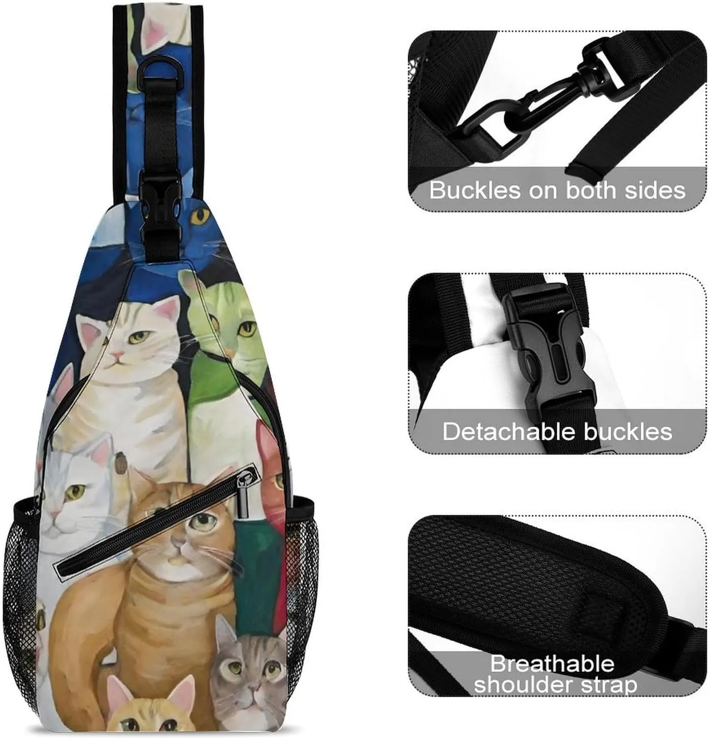 Men & Women Travel Backpack Camping Outdoor Bag, Cats Animal Art Sling Bag Backpack Daypack for Swimming Running Cycling Biking Camping - Breathable Bookbag
