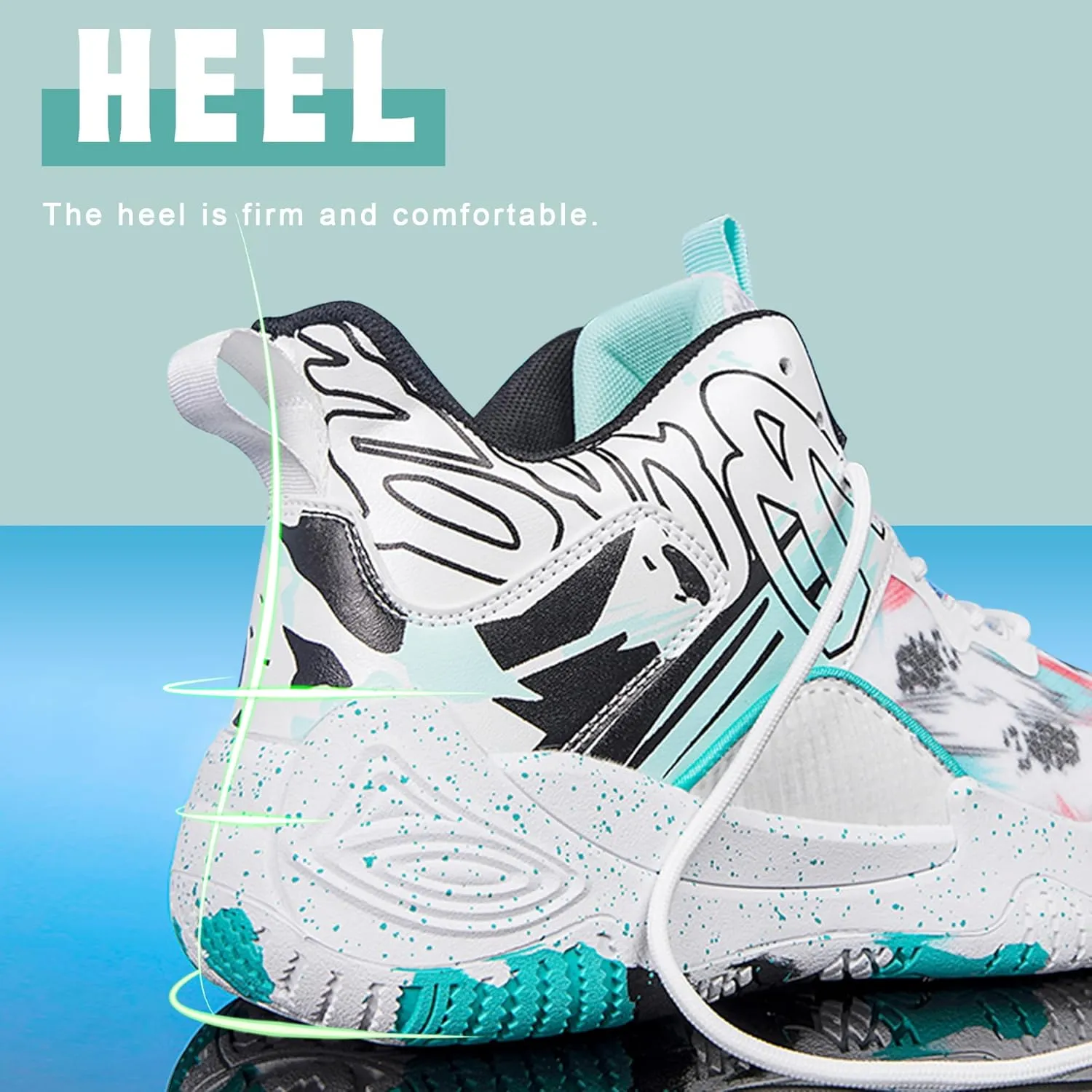 Men's Basketball Shoes Breathable Anti Slip Fashionable Graffiti Training Shoes Outdoor Shoes