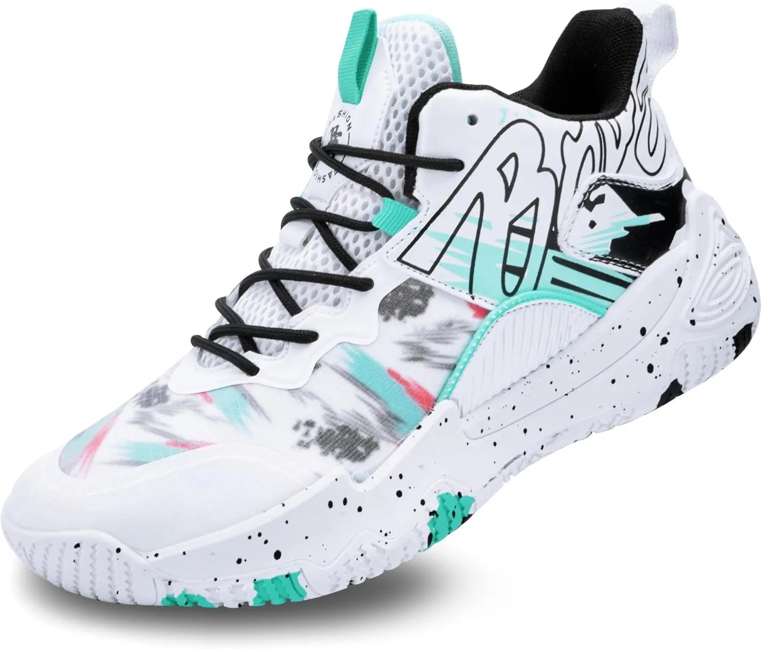 Men's Basketball Shoes Breathable Anti Slip Fashionable Graffiti Training Shoes Outdoor Shoes