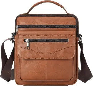 Mens Crossbody Bag, Genuine Leather Messenger Shoulder Bag for Women Men Purse Travel Work Business