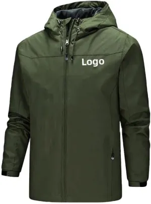 Men's Custom Logo Waterproof Windproof Breathable Personalized Jacket - Grey, M