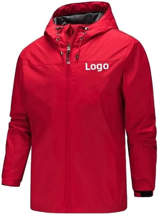 Men's Custom Logo Waterproof Windproof Breathable Personalized Jacket - Grey, M