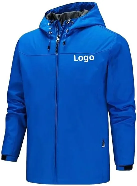 Men's Custom Logo Waterproof Windproof Breathable Personalized Jacket - Grey, M