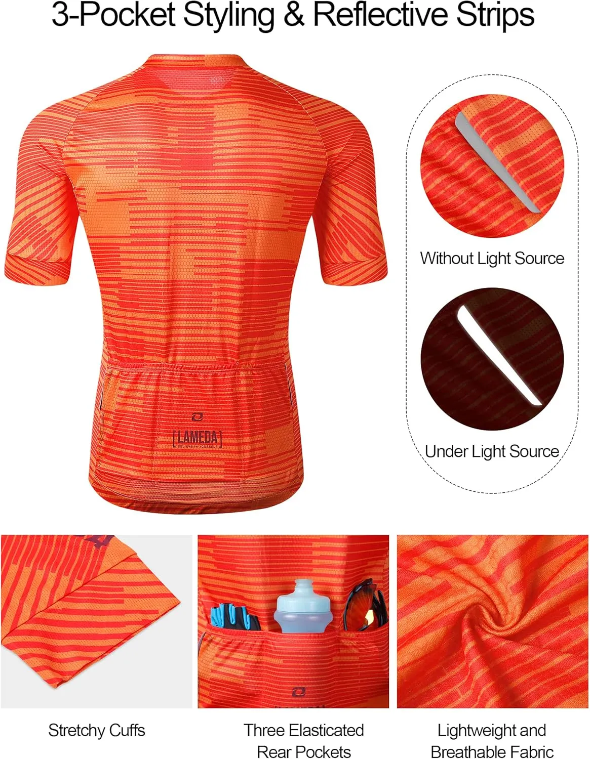 Men's Cycling Jersey Breathable Lightweight Short Sleeve Elastic Pro Road Bike Shirt Full Zip