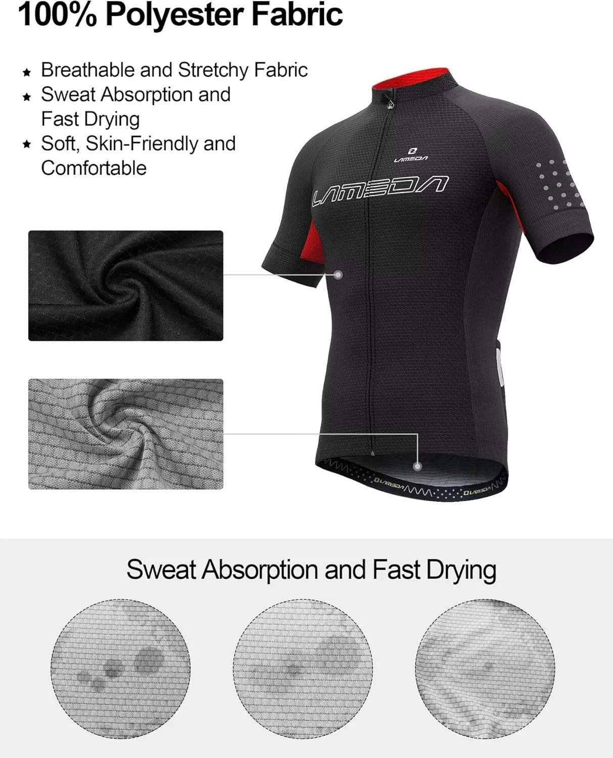 Men's Cycling Jersey Breathable Lightweight Short Sleeve Elastic Pro Road Bike Shirt Full Zip