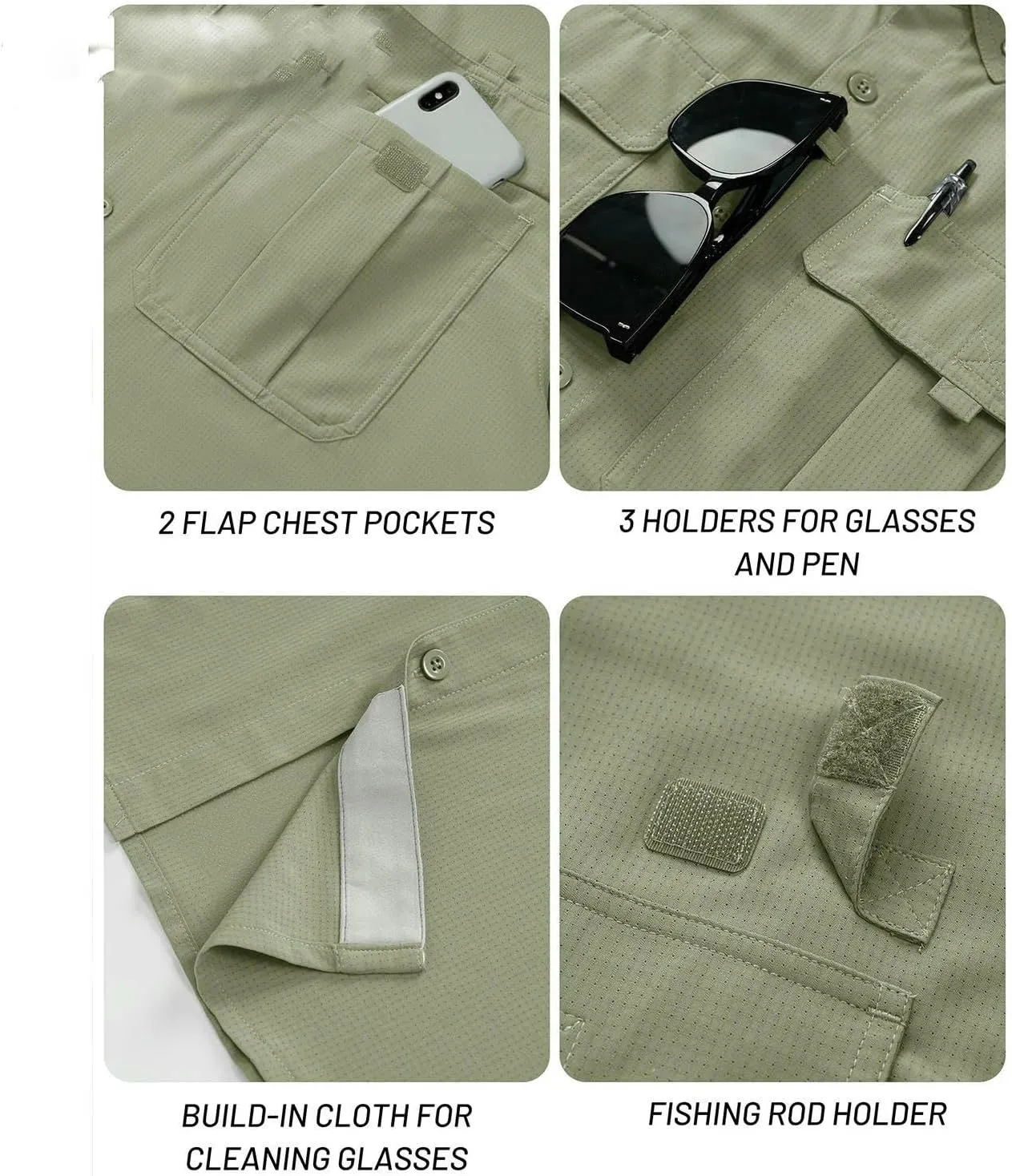 Mens Fishing Shirts UPF 50  UV Block Long Sleeve Shirt Breathable Trekking Hiking Sun Shirts for Men