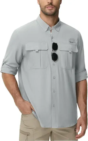 Mens Fishing Shirts UPF 50  UV Block Long Sleeve Shirt Breathable Trekking Hiking Sun Shirts for Men