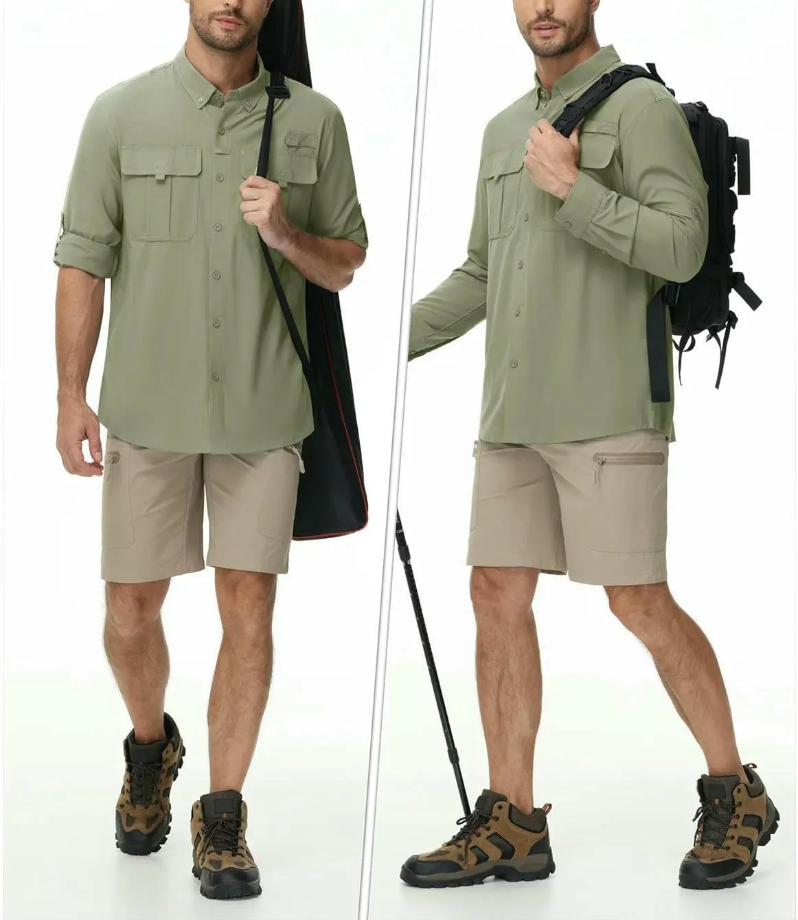 Mens Fishing Shirts UPF 50  UV Block Long Sleeve Shirt Breathable Trekking Hiking Sun Shirts for Men
