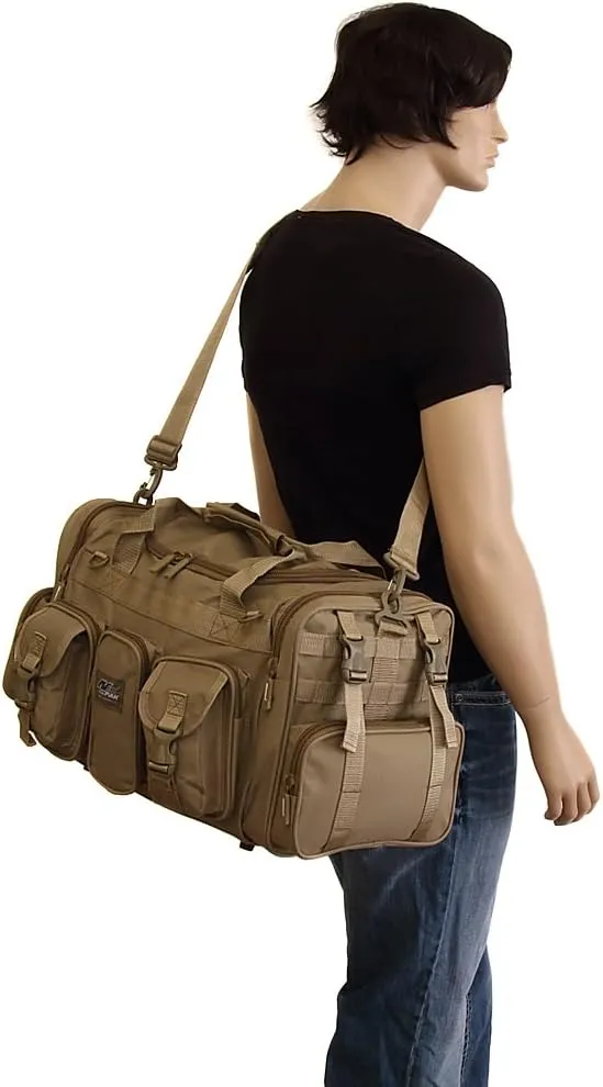 Mens Large 22" Inch Tan Duffel Duffle Military Molle Tactical Gear Shoulder Strap Travel Bag