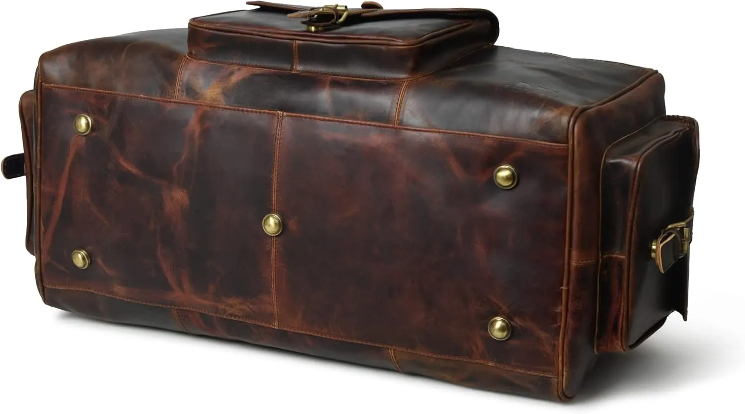 Men’s Large Travel Overnight Weekender Duffel Bag Handmade Vintage Travel Luggage Carry On Holdall Duffle Bag (Dark Brown, 24")