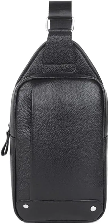 Men's Leather Crossbody Sling Bag Water Resistant Chest Pack Lightweight Commuter Shoulder Bag For Outdoor Travel Casual