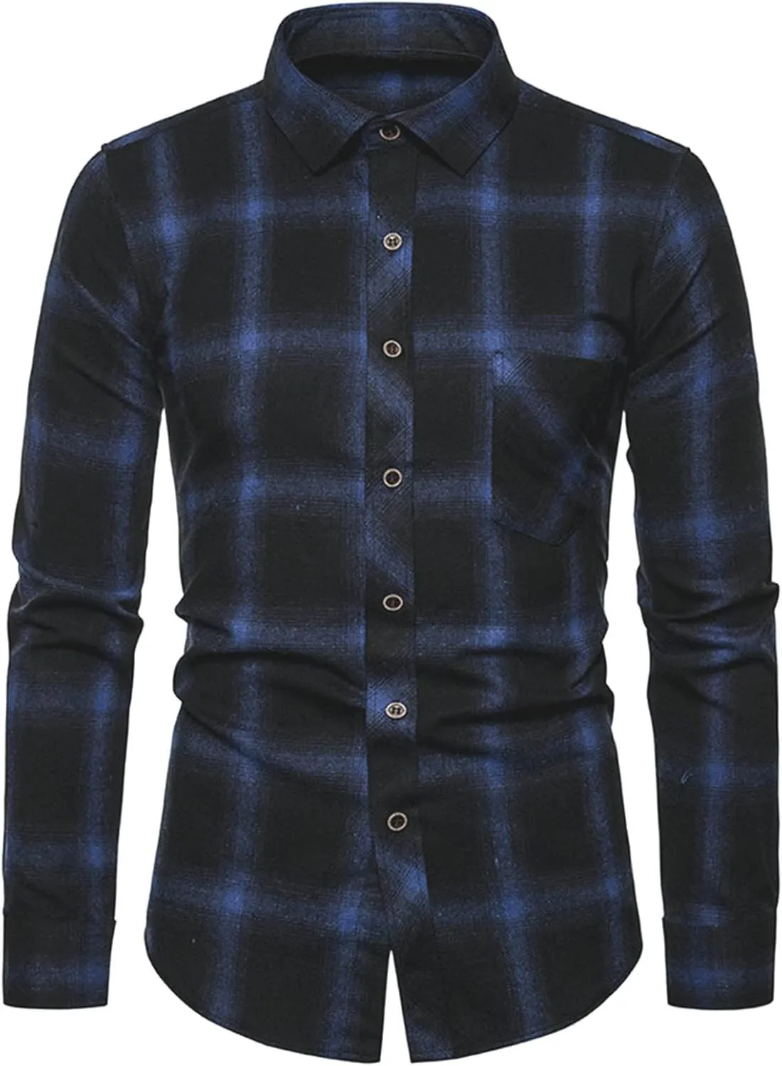 Mens Plaid Jacket Fashionable Square Printing Lightweight Breathable Long Sleeve Lapel Formal Shirt with Hood for