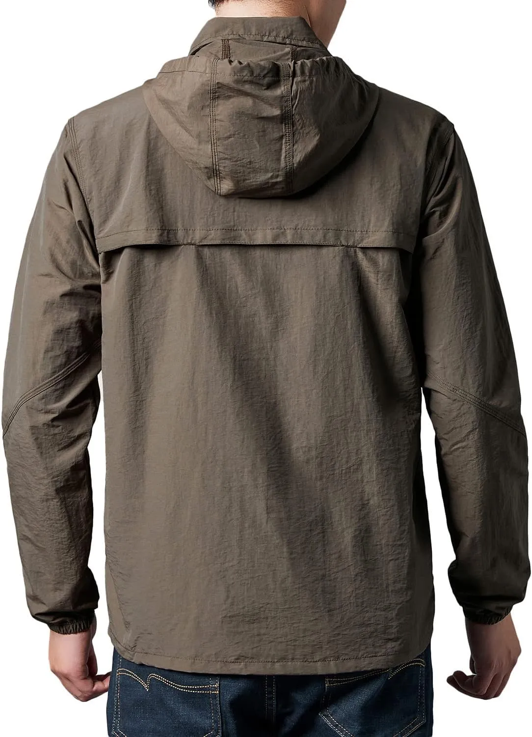 Mens Quick Dry Windbreaker, Breathable Lightweight Hooded Jackets, Sun-proof Windproof Outdoor Overcoat