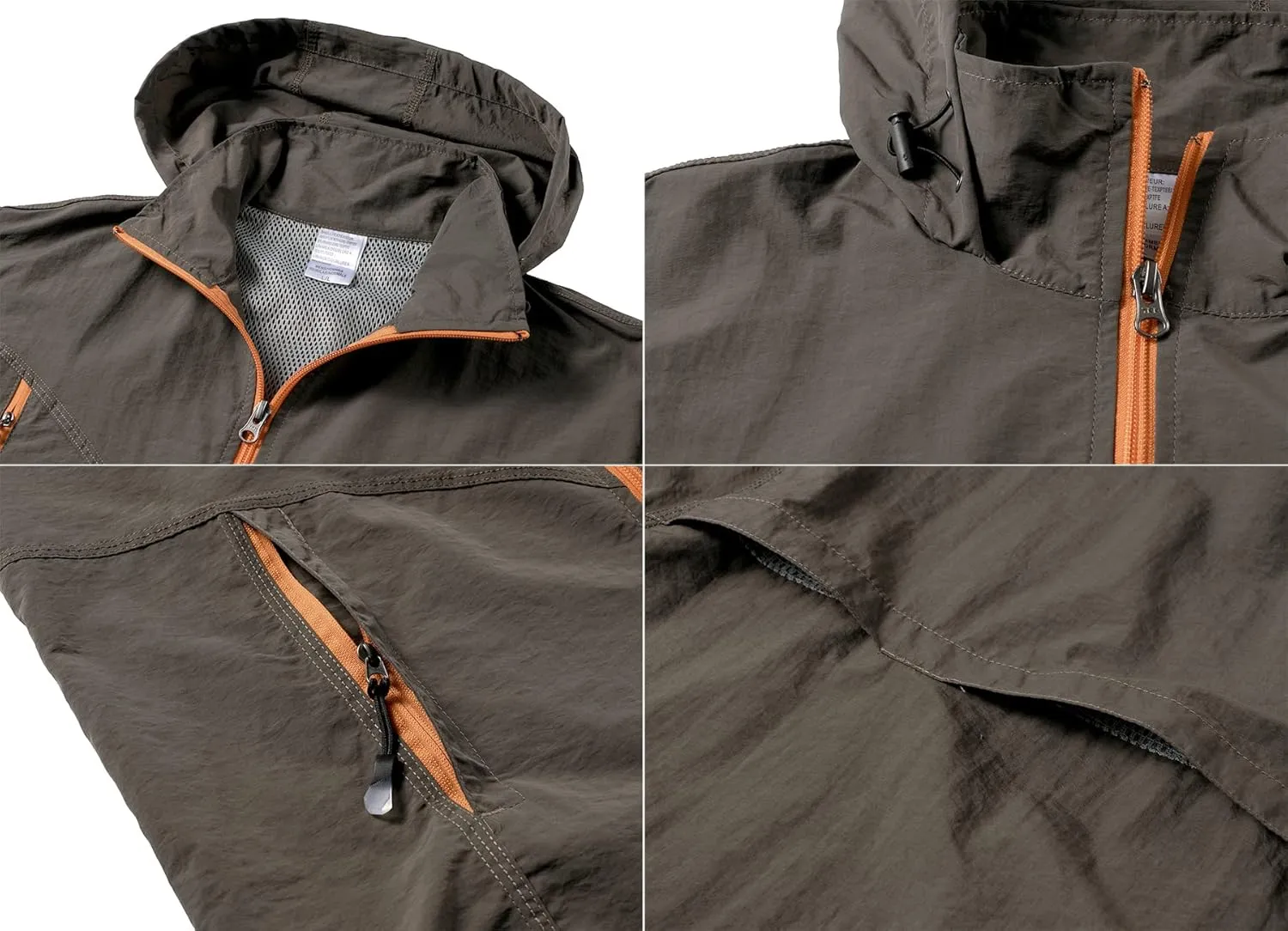 Mens Quick Dry Windbreaker, Breathable Lightweight Hooded Jackets, Sun-proof Windproof Outdoor Overcoat