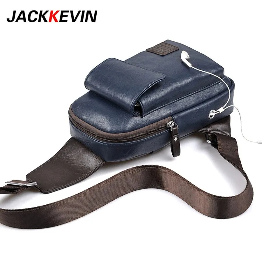 Men's Retro PU Fashion Travel Bicycle Motorcycle Bicycle Shoulder Messenger Pendant Breast Pouch Waterproof Pouch Men's SlantBag