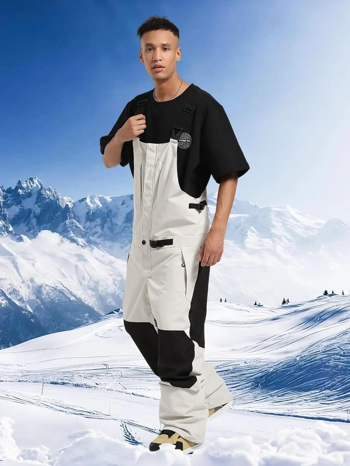 Men's Snowboard Bibs Ski Women Insulated Waterproof Snow Pants Bib Breathable Overalls Outdoor Winterproof