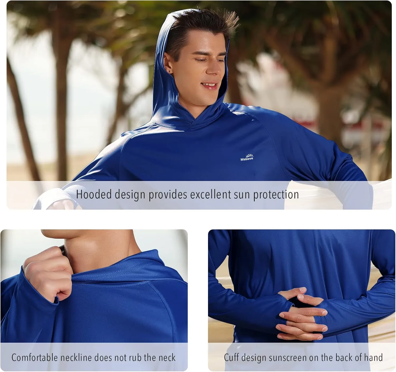 Men's UPF 50  Long Sleeve Sun Shirts UV Protection Hoodie Rash Guard Hiking Fishing Swim T Shirt
