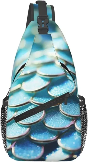 Mermaid Scale Men'S Casual Chest Crossbody Bag, Lightweight Durable Shoulder Sling Pack For Daily Use, Travel, And Outdoor.
