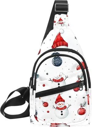 Merry Christmas Snowman Crossbody Bag with Adjustable Shoulder Strap, Shoulder Bag for Men and Women Sling Backpack for Travel, Cycling, Work, Sport