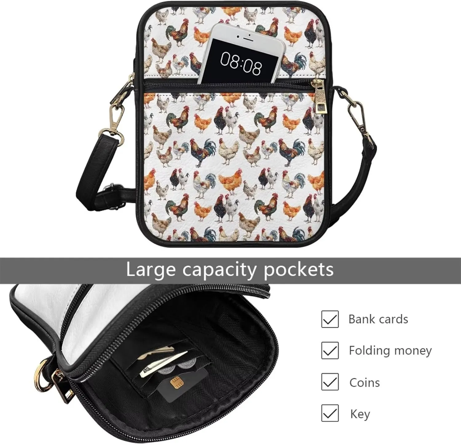 Messenger Bag for Women Men Leather Crossbody Bag Messenger Bag Purse with Adjustable Strap Travel Sling Bag