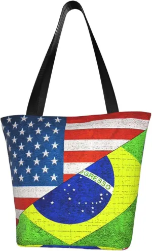Mexican American Flag Women's Tote Bag Lightweight Shoulder Bag Shopping Handbag Large Capacity Handbag With Zipper