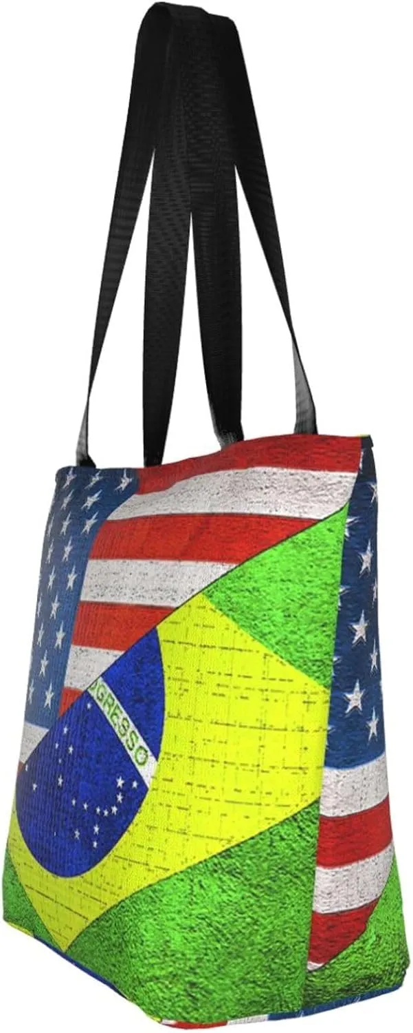 Mexican American Flag Women's Tote Bag Lightweight Shoulder Bag Shopping Handbag Large Capacity Handbag With Zipper